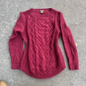 Cabelas burgundy cable knit sweater